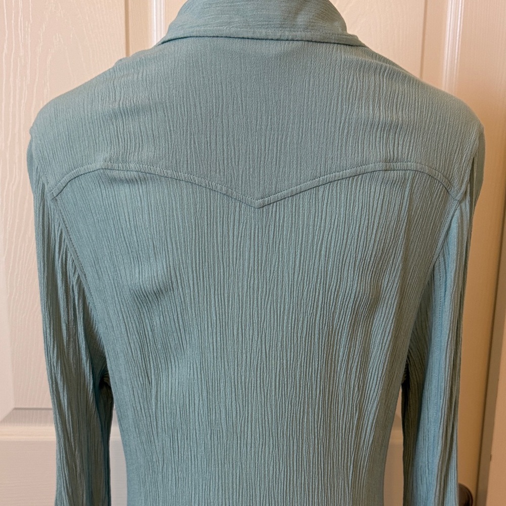 Soft Surroundings Gauzy Lightweight Maxi Shirt Dress Sea Foam Green Size M - Picture 7 of 9